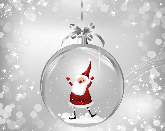 Silver of empty snowglobe with Santa Claus